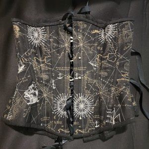 **SOLD** Timeless Trends Novice Corset, size 24 (Mapping the Black Seas print)